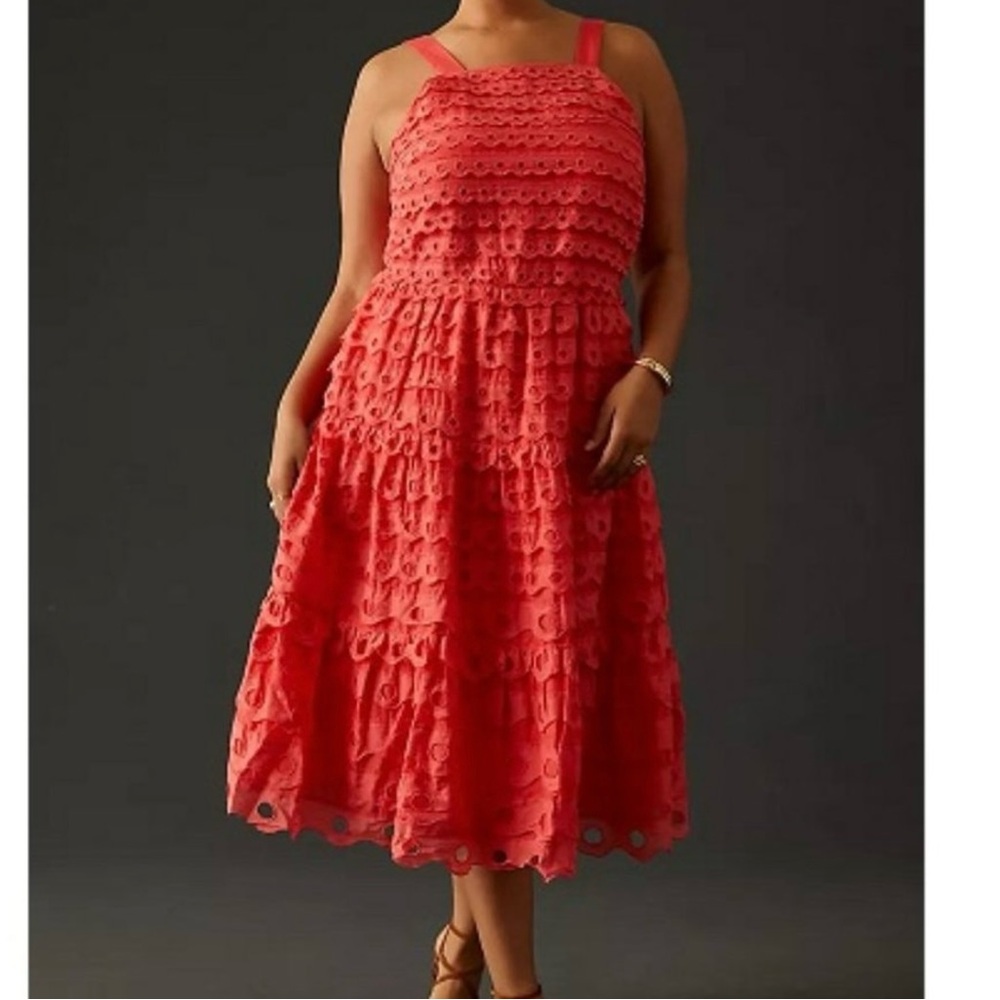 Maeve Red Eyelet Midi Dress size 22W